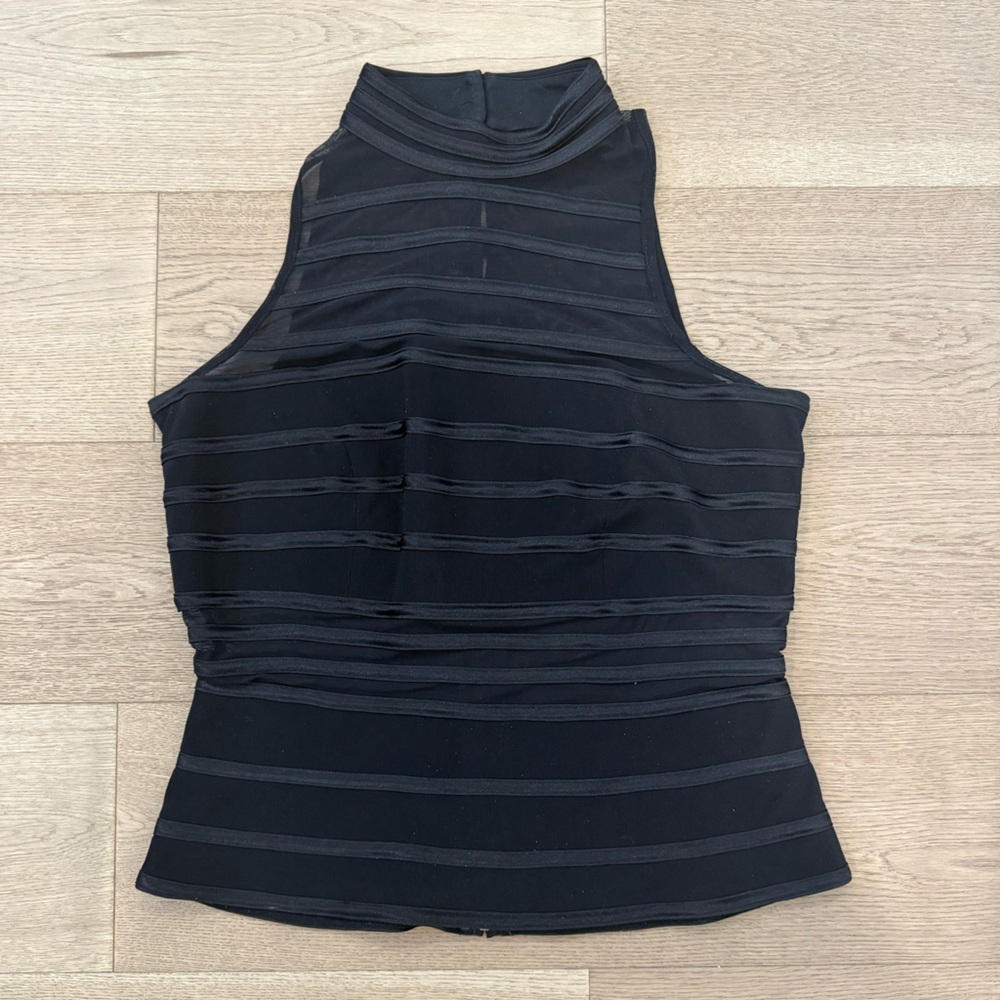 Vintage Black Sleeveless Mesh Top